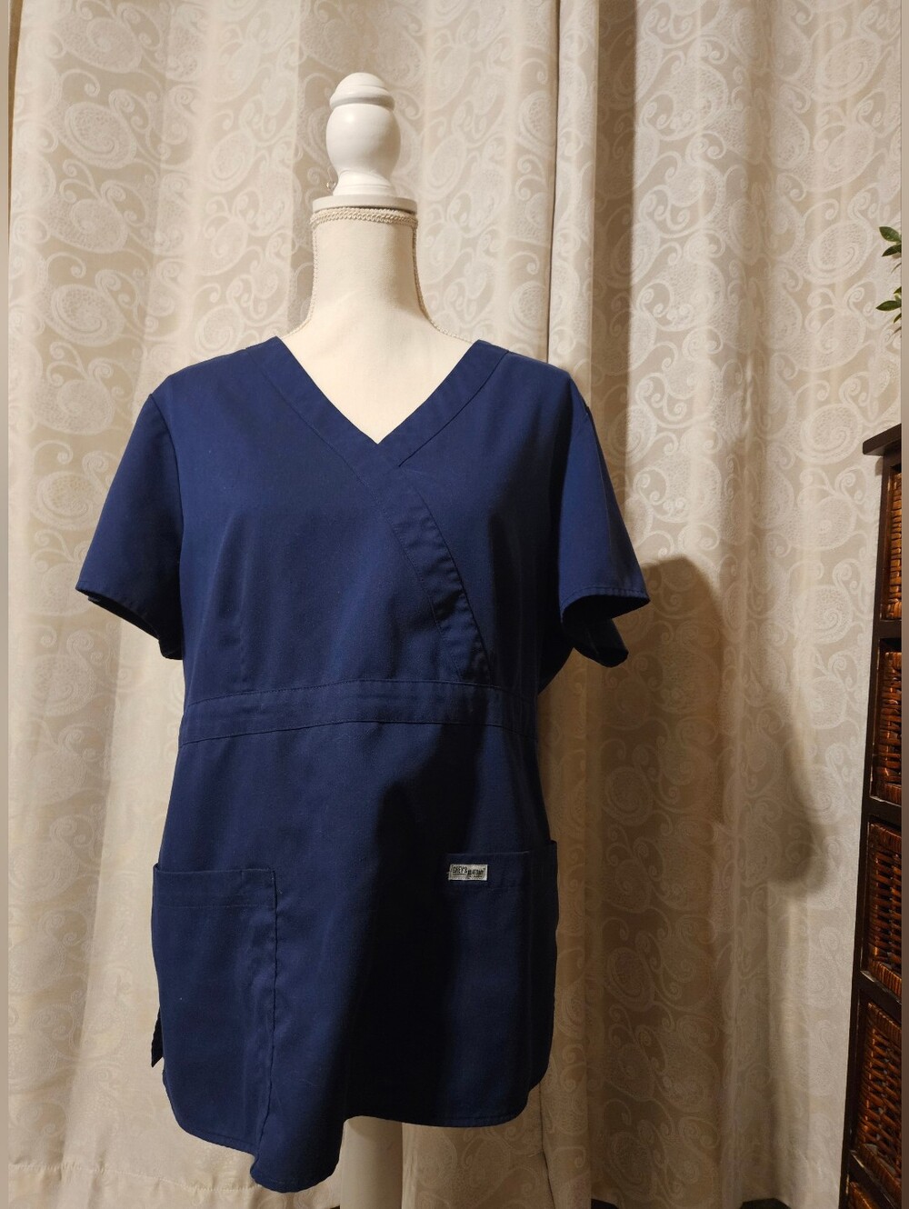Grey's Anatomy Navy Blue Medical Scrub Top with V-Neck